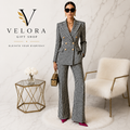 Women's Elegant Plaid Blazer & Trouser Suit Set – 2 Piece Office Co-Ord