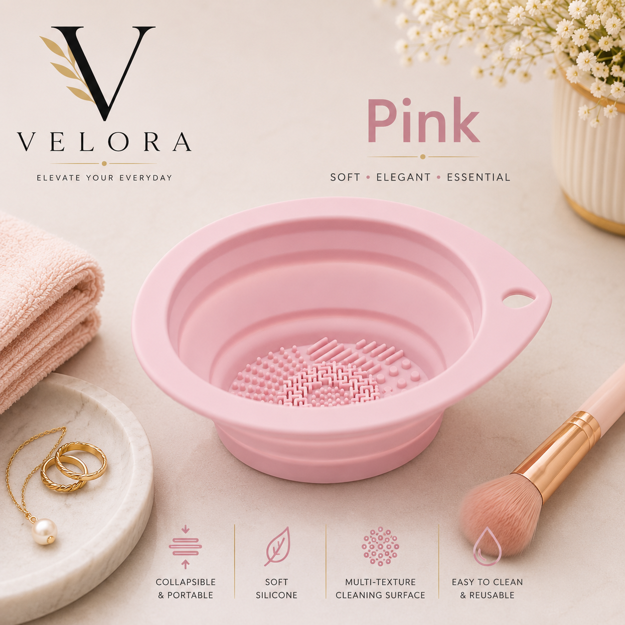 Luxury Silicone Makeup Brush Cleaning Bowl & Drying Kit
