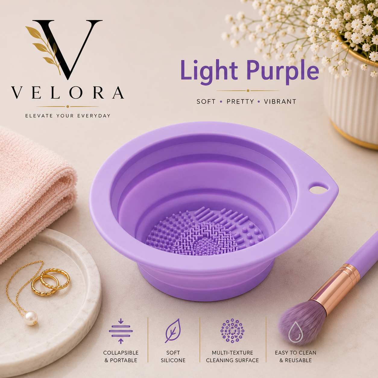 Luxury Silicone Makeup Brush Cleaning Bowl & Drying Kit