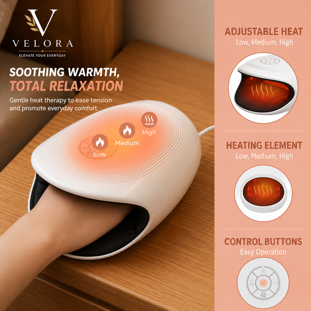 Cordless Heated Hand Massager – Rechargeable Compression & Relaxation Device