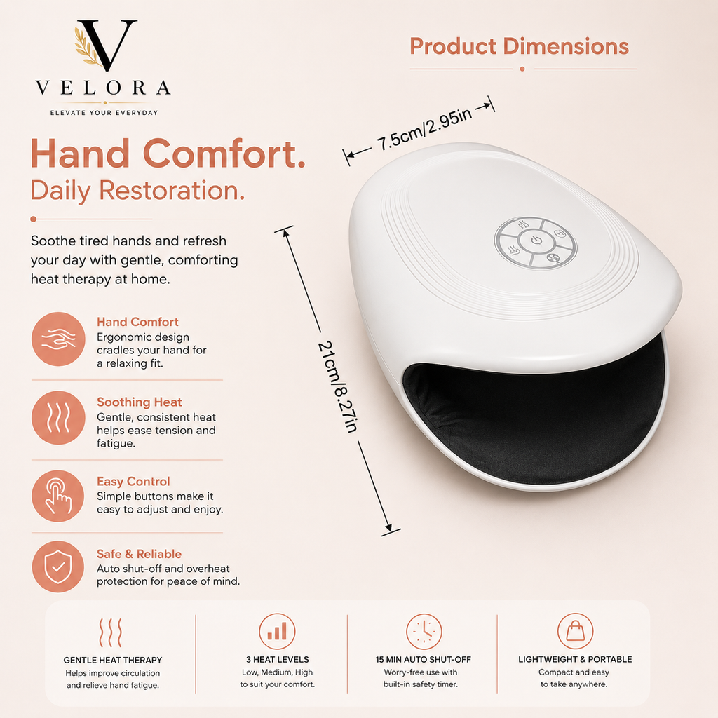 Cordless Heated Hand Massager – Rechargeable Compression & Relaxation Device