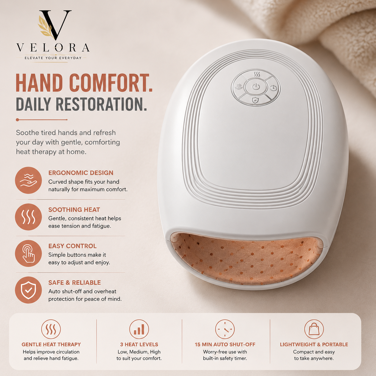 Cordless Heated Hand Massager – Rechargeable Compression & Relaxation Device
