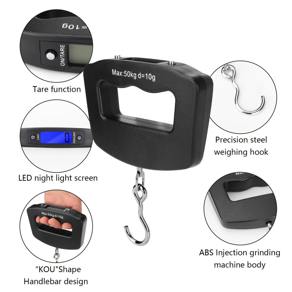 Portable Digital Luggage Scale 50kg – High Precision Travel Weight Checker