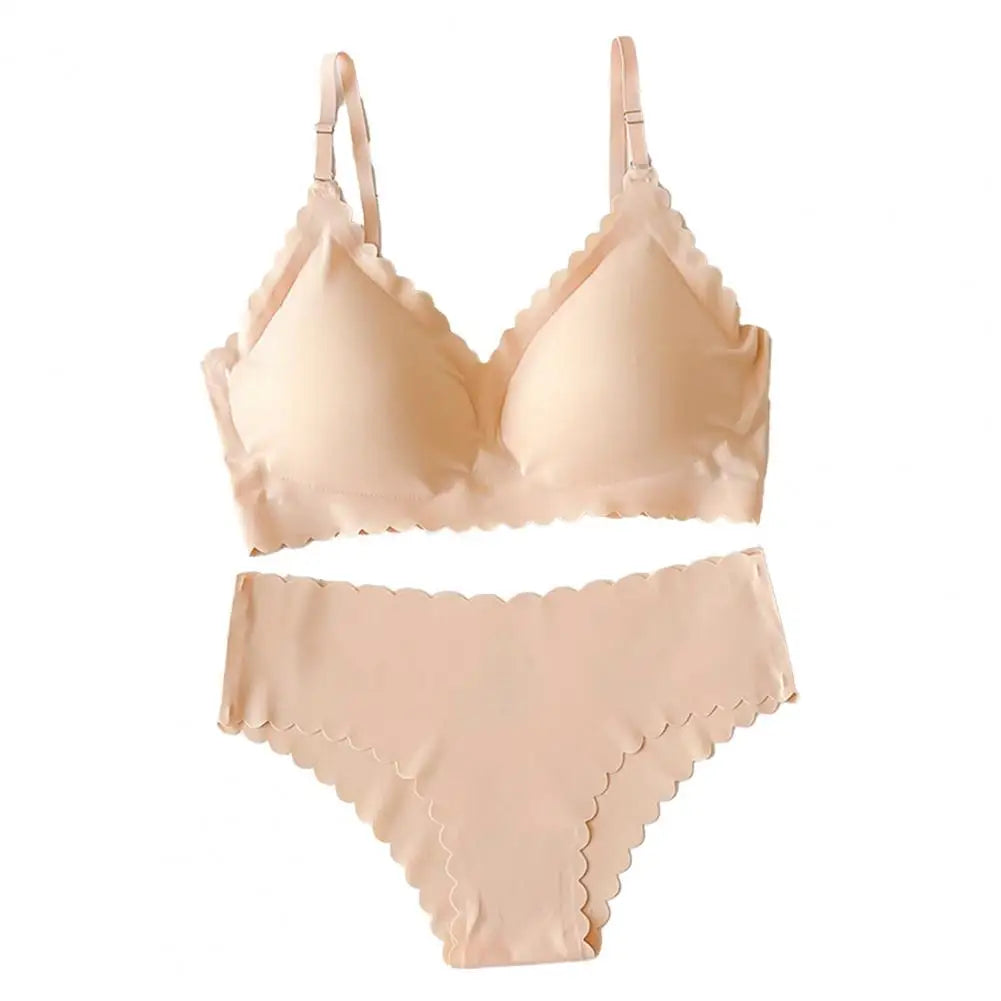 Women's Seamless Wireless Bra & Panty Set – No Show Everyday Comfort Underwear