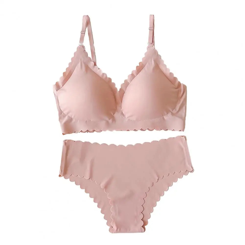Women's Seamless Wireless Bra & Panty Set – No Show Everyday Comfort Underwear
