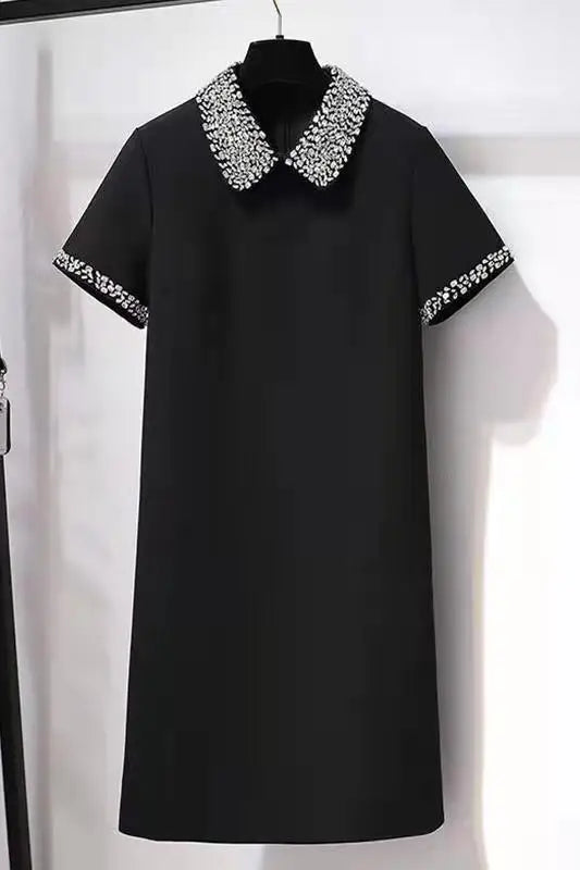 Women's Elegant A-Line Midi Dress – Casual Summer Short Sleeve Dress