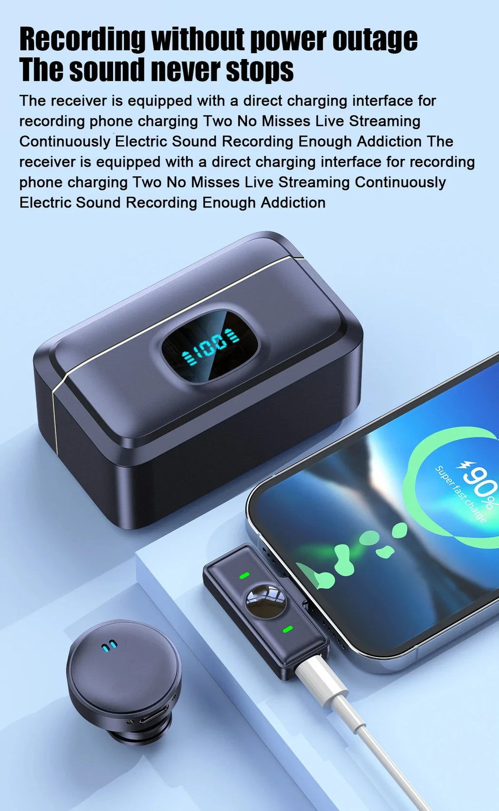 Magnetic Wireless Lavalier Microphone with Charging Case – Professional Clip-On Mic