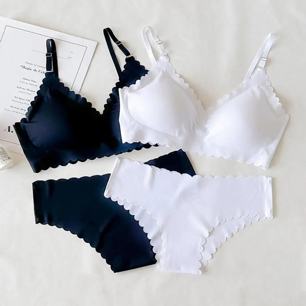 Women's Seamless Wireless Bra & Panty Set – No Show Everyday Comfort Underwear