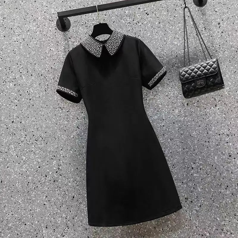 Women's Elegant A-Line Midi Dress – Casual Summer Short Sleeve Dress