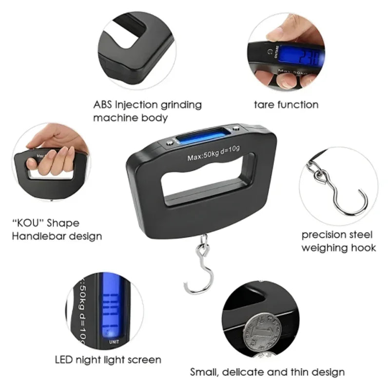 Portable Digital Luggage Scale 50kg – High Precision Travel Weight Checker