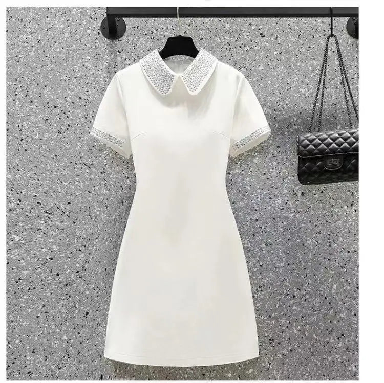 Women's Elegant A-Line Midi Dress – Casual Summer Short Sleeve Dress