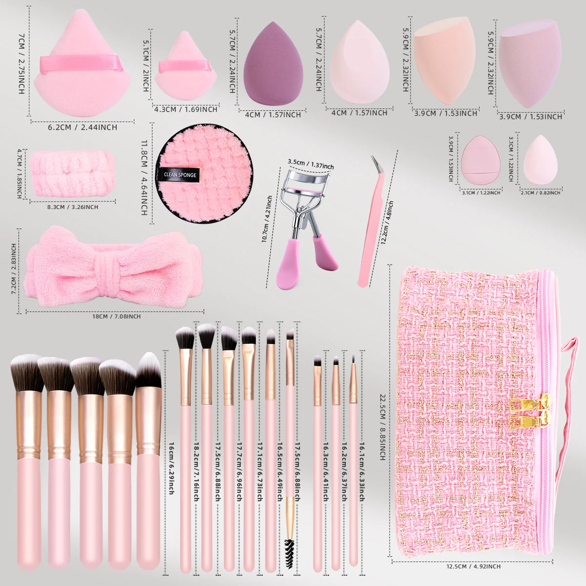35PCS Professional Makeup Brush Set with Beauty Sponges & Travel Cosmetic Bag