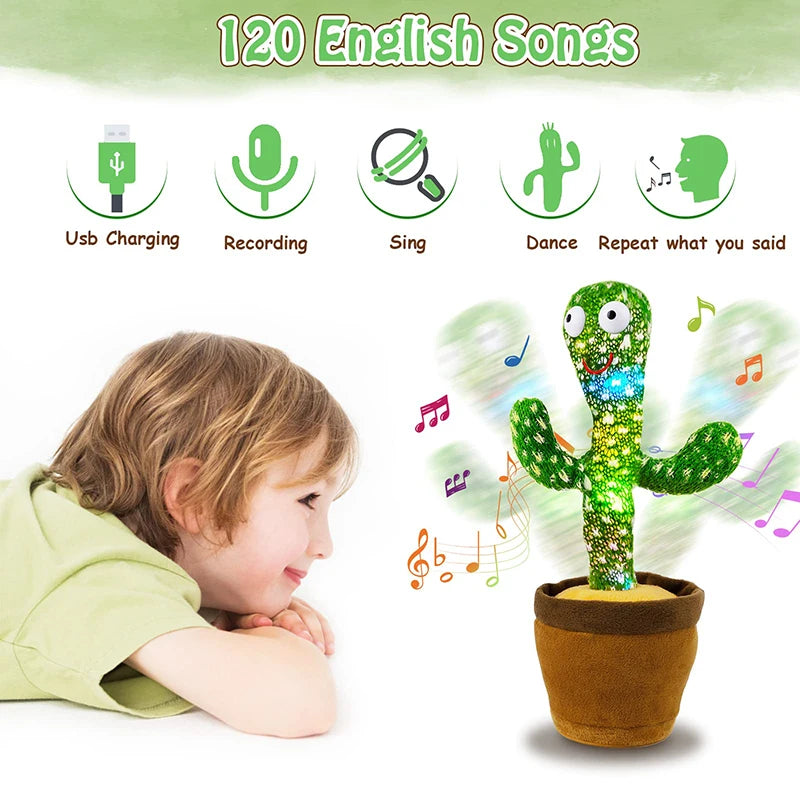 Dancing Cactus Toy | Talking, Singing & Voice Repeating Plush